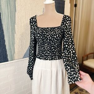 Papaya Black Polka Dot Puff Sleeve Blouse